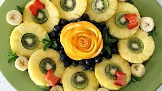 Как сделать украшение блюд из овощей и фруктов. Роза из апельсина.