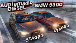 Audi a6 BiTDi 470лс ПРОТИВ BMW 530d G30 470лс БИТВА STAGE 3. BMW or Audi