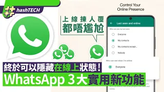 WhatsApp 3大實用 新功能｜可隱藏「在線上」狀態！閱後即焚升級