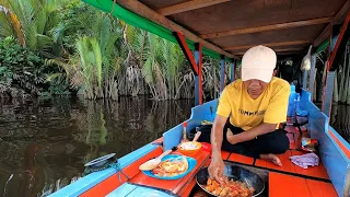 mancing langsung masak udang goreng oseng mentega di perahu