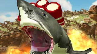 NEW GIANT SHARK 100,000 DAMAGE BOMB vs 500 T-REX - Beast Battle Simulator Gameplay | Pungence