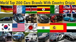 Cars with company origin | Country of origin cars brands | World top 200 cars brands | All cars 2021
