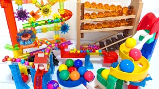 Marble Run Race ASMR☆ 4 marble courses and a big ball