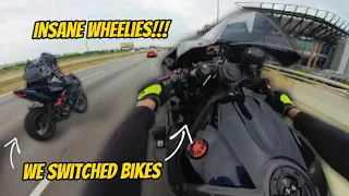 FIRST RIDE ON YAMAHA R1!!! +INSANE WHEELIES