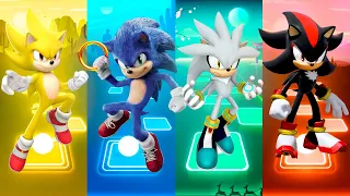 Super Sonic 🆚 Sonic 🆚 Silver Sonic 🆚 Dark Sonic l Tiles Hop EDM Rush