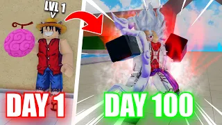 I Spent 100 Days as Monkey D Luffy Using The Reworked Rubber Fruit In King Legacy (Roblox)