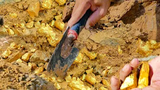 Luck Day! Digging for Treasure worth Million $$ from Gold Nuggets along the River, Mining Exciting.