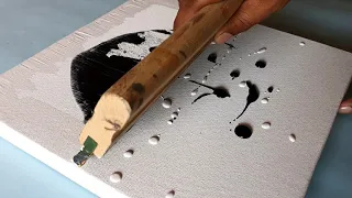 Easy Abstract Painting Demo / Using Only Rubber Squeegee / One Week Black and White Challenge /Day7