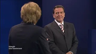 Bundestagswahl 2005: TV Duell Schröder vs Merkel