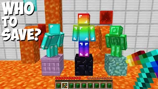 Which BLOCK TO BREAK to save DIAMOND MAN or RAINBOW MAN or EMERALD MAN in Minecraft ? by Wow! Cactus
