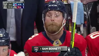 Sergei Bobrovsky gets an assist on Bennett's goal vs Rangers in game 4 (28 may 2024)