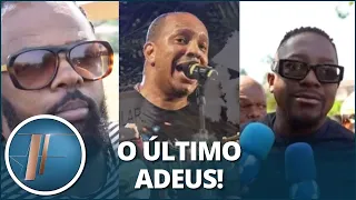 Xande e Mumuzinho falam em enterro de Anderson, do Molejo: “Vim prestar homenagem ao meu irmão”