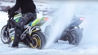 Motorcycle Spiked Tire in Action