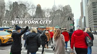 NEW YORK CITY - Manhattan Winter Season, 6th Avenue, Bryant Park and 38th Street, Travel, USA, 4K