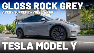 Vinyl Wrap - Tesla Model Y - Gloss Rock Grey - Avery Supreme