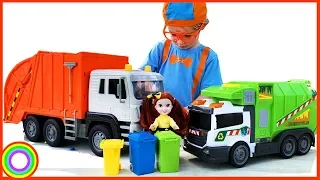 Garbage Truck Videos for Children with BLiPPi dressed toddler min min playtime