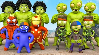 Plants vs Zombies 2 | Team Super-Hero VS Team Hulk Zombie Rescue Blue | 2D 3D Animation IRL