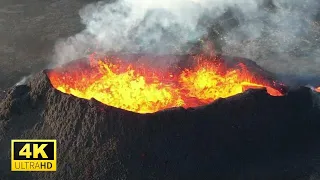 Drone circles boiling volcano! Litlihrutur Volcano, Iceland, 2023. Flight no. 1 from 17.07.23