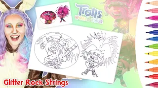 POP TO ROCK POPPY COLORING PAGE! Trolls 2 World Tour "Just Sing" Queen Barb's Glitter Strings Guitar