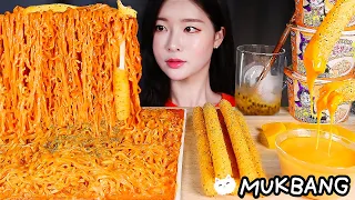 꾸덕꾸덕 새로나온 4가지치즈 불닭볶음면★ 21cm 치즈스틱 치즈소스 먹방 | CHEESY FIRE CHICKEN NOODLES X3 LONG CHEESE STICKS MUKBANG