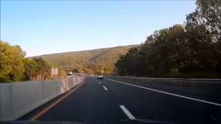 Dash Cam Drive on PA Turnpike Mahoning Valley South Through Lehigh Tunnel