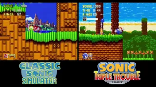 Classic Sonic Simulator | Sonic Triple Trouble 16-Bit Remake Great Turquoise Zone Act 1 Comparison