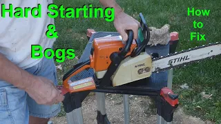 Chainsaw Hard to Start & Bogs | Runs Poorly - What To Look For & How to Fix - (Stihl Carburetor)