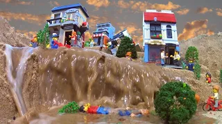 LEGO People Washes Away After Dam Collapses - LEGO Dam Breach