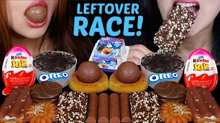 ASMR LEFTOVER DESSERT RACE! MILKA OREO CHOCOLATE BALLS, DONUTS, KINDER JOY EGGS, FERRERO, YAKGWA 먹방