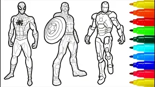 Spiderman and AVENGERS SUPERHEROES Coloring Pages | AVENGERS Colouring Pages For Kids