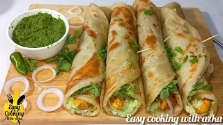 Chicken Tikka Paratha Roll Recipe With 3 Chutney's | Homemade Rolls | Quick and Easy Paratha Rolls |