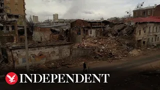 Drone footage shows damage to Trostyanets and Kharkiv after Russian shelling