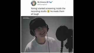 SUGA SCREAMING INSIDE THE RECORDING STUDIO😂