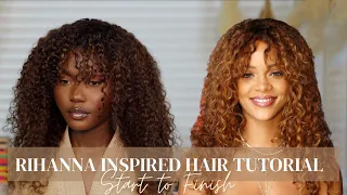 RIHANNA CURLY HAIR SEW IN TUTORIAL