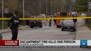 1 person dead after fire at homeless encampment