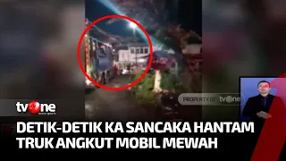 Detik-Detik KA Sancaka Hantam Truk Bermuatan Mobil | Kabar Pagi tvOne