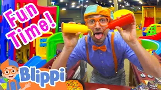Fun Play Time With Blippi at The INDOOR PLAYGROUND! | Learn & Explore | Educational Videos for Kids