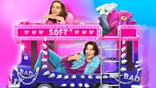 GOOD vs BAD Built BUNK BED! SOFT Boy vs E-GIRL in SECRET ROOMS by La La Life