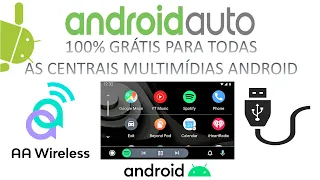 ANDROID AUTO GRATUITO PARA QUALQUER CENTRAL MULTIMÍDIA ANDROID (CABO & WIRELESS)