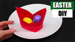 Servietten falten Osternest DIY Deko für Ostern & Frühling