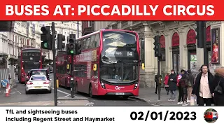 London buses at Piccadilly Circus 02/01/2023