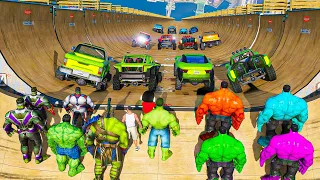 Franklin & shinchan Challenges All Hulks avengers To Play Ultimate Ultra mega ramp in GTA 5 Telugu !