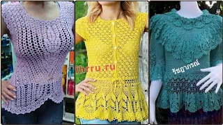 Beautiful latest creative fancy crochet handknitting work blouse top pattern designs for women 2023