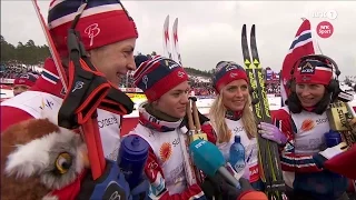Falun 2015: Interview with Weng, Johaug, Jacobsen and Bjørgen after relay