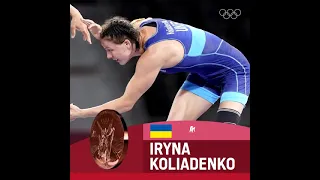 Iryna Koliadenko of UKRAINE takes bronze in the Wrestling women's freestyle 62kg category