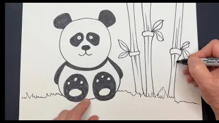 How to draw a Panda Bear!