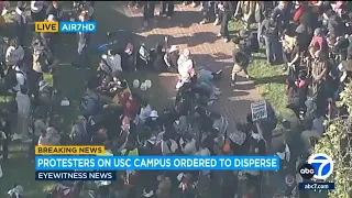 LAPD dispersing protesters at USC