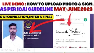 Live Demo-How to Upload Photo & Signature In ssp Portal As Per ICAI Guideline |CA Exam may/june 2023