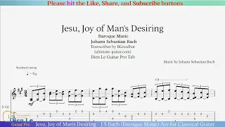 Jesu, Joy of Man's Desiring - J.S Bach (Baroque Music) Arr for Classical Guitar with TABs