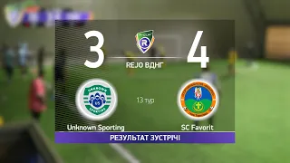 Unknown Sporting 3-4 SC Favorit(B)  Чемпіонат  з футзалу на траві R-CUP #STOPTHEWAR в м. Києві